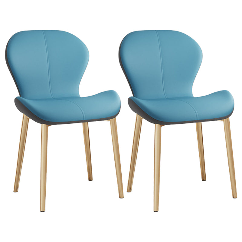Leather Contemporary Home Side Chair Wingback Matte Finish Dining Chair Blue 2 Piece Set Brass Gold Clearhalo ' kitchen&dining_furn' 'Dining Chairs' 'Dining Tables & Seating' 'dining_chair' 'furn' 'furn_dining_chair' 'Furniture' 'furniture_dining_chair' 'Kitchen & Dining Furniture' 'kitchen' 3827294