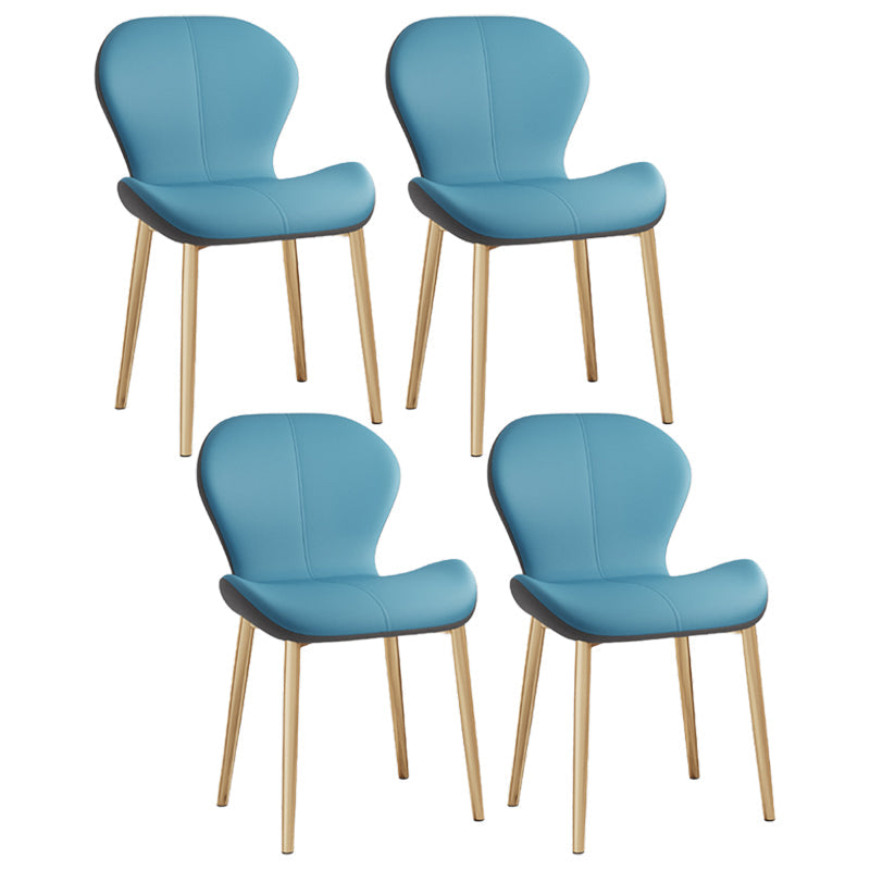 Leather Contemporary Home Side Chair Wingback Matte Finish Dining Chair Blue 4 Piece Set Brass Gold Clearhalo ' kitchen&dining_furn' 'Dining Chairs' 'Dining Tables & Seating' 'dining_chair' 'furn' 'furn_dining_chair' 'Furniture' 'furniture_dining_chair' 'Kitchen & Dining Furniture' 'kitchen' 3827295