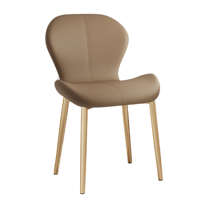 Leather Contemporary Home Side Chair Wingback Matte Finish Dining Chair Coffee 1 Piece Brass Gold Clearhalo ' kitchen&dining_furn' 'Dining Chairs' 'Dining Tables & Seating' 'dining_chair' 'furn' 'furn_dining_chair' 'Furniture' 'furniture_dining_chair' 'Kitchen & Dining Furniture' 'kitchen' 3827299