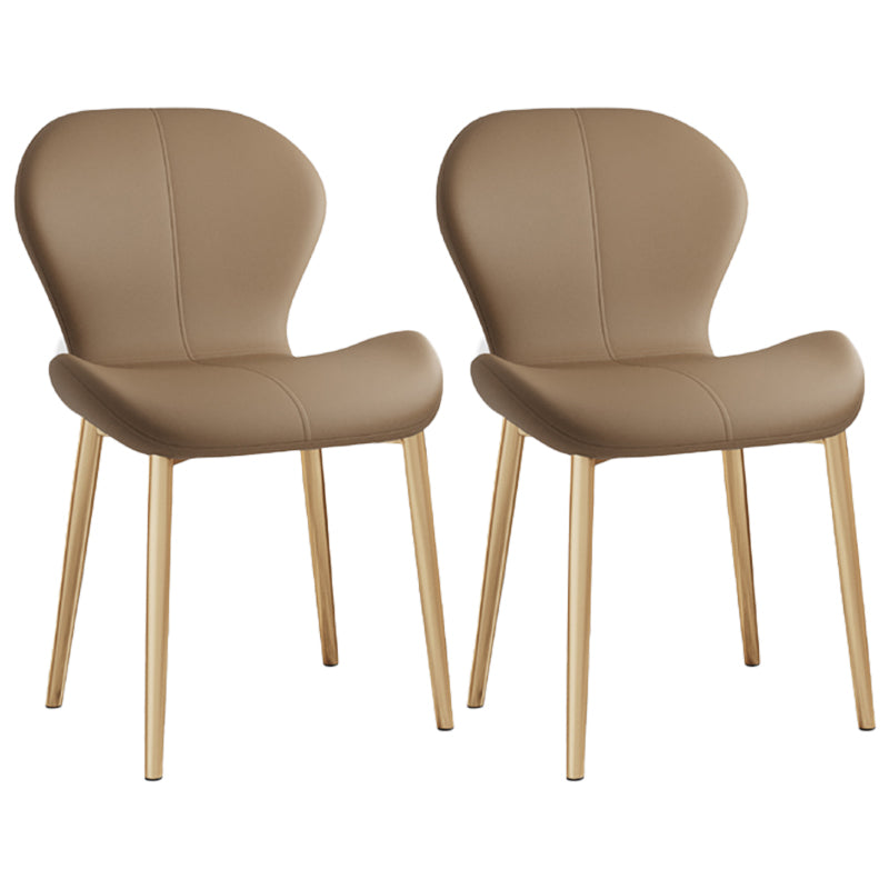 Leather Contemporary Home Side Chair Wingback Matte Finish Dining Chair Coffee 2 Piece Set Brass Gold Clearhalo ' kitchen&dining_furn' 'Dining Chairs' 'Dining Tables & Seating' 'dining_chair' 'furn' 'furn_dining_chair' 'Furniture' 'furniture_dining_chair' 'Kitchen & Dining Furniture' 'kitchen' 3827300