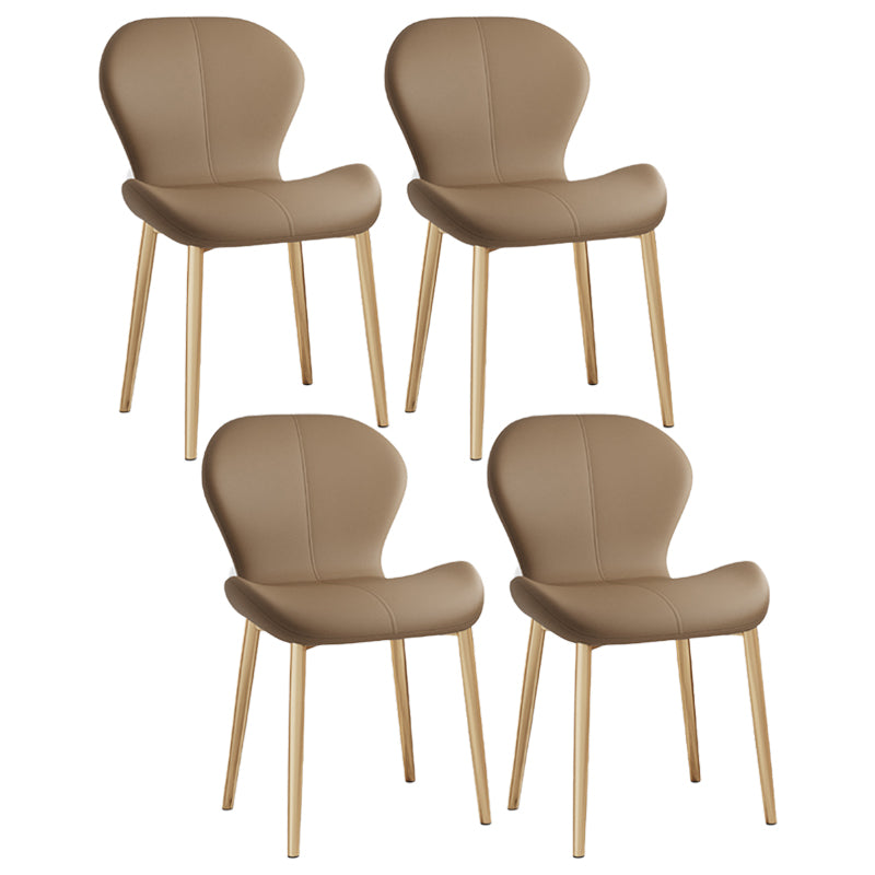 Leather Contemporary Home Side Chair Wingback Matte Finish Dining Chair Coffee 4 Piece Set Brass Gold Clearhalo ' kitchen&dining_furn' 'Dining Chairs' 'Dining Tables & Seating' 'dining_chair' 'furn' 'furn_dining_chair' 'Furniture' 'furniture_dining_chair' 'Kitchen & Dining Furniture' 'kitchen' 3827301