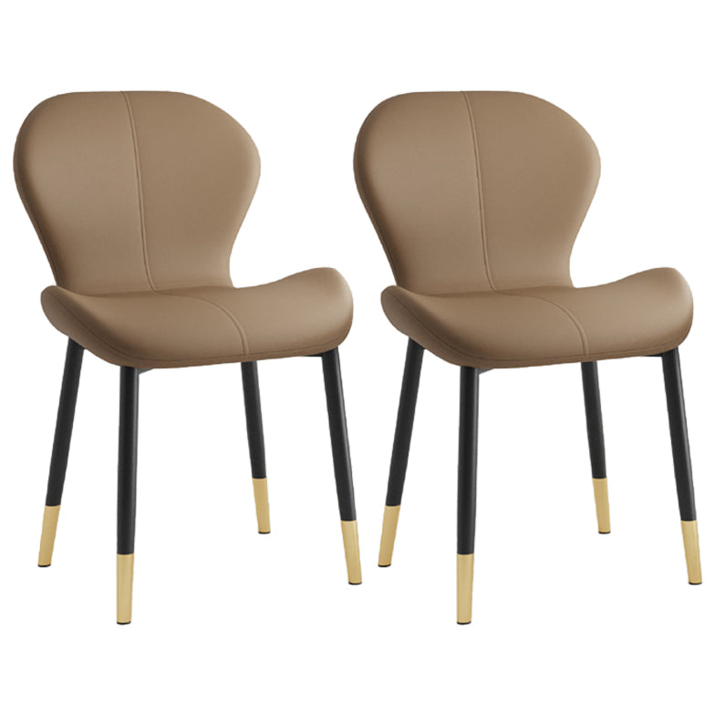 Leather Contemporary Home Side Chair Wingback Matte Finish Dining Chair Coffee 2 Piece Set Black Gold Clearhalo ' kitchen&dining_furn' 'Dining Chairs' 'Dining Tables & Seating' 'dining_chair' 'furn' 'furn_dining_chair' 'Furniture' 'furniture_dining_chair' 'Kitchen & Dining Furniture' 'kitchen' 3827303