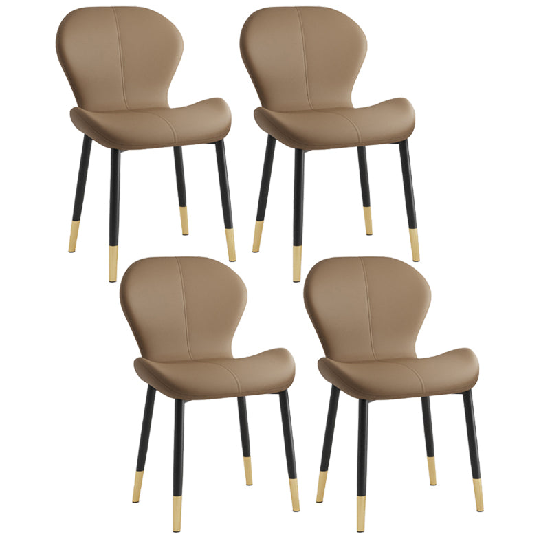 Leather Contemporary Home Side Chair Wingback Matte Finish Dining Chair Coffee 4 Piece Set Black Gold Clearhalo ' kitchen&dining_furn' 'Dining Chairs' 'Dining Tables & Seating' 'dining_chair' 'furn' 'furn_dining_chair' 'Furniture' 'furniture_dining_chair' 'Kitchen & Dining Furniture' 'kitchen' 3827304