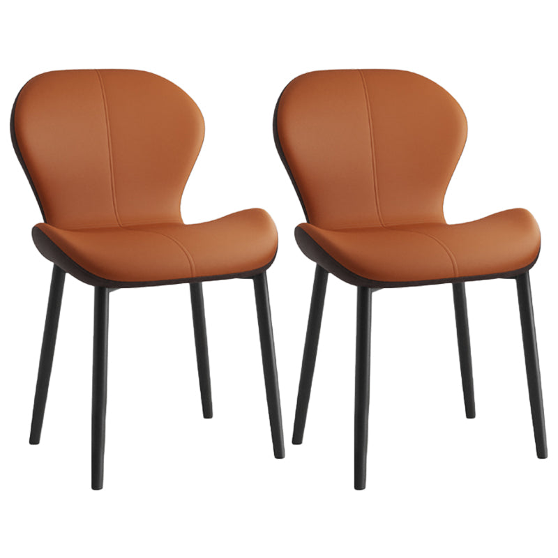 Leather Contemporary Home Side Chair Wingback Matte Finish Dining Chair Orange 2 Piece Set Black Clearhalo ' kitchen&dining_furn' 'Dining Chairs' 'Dining Tables & Seating' 'dining_chair' 'furn' 'furn_dining_chair' 'Furniture' 'furniture_dining_chair' 'Kitchen & Dining Furniture' 'kitchen' 3827306