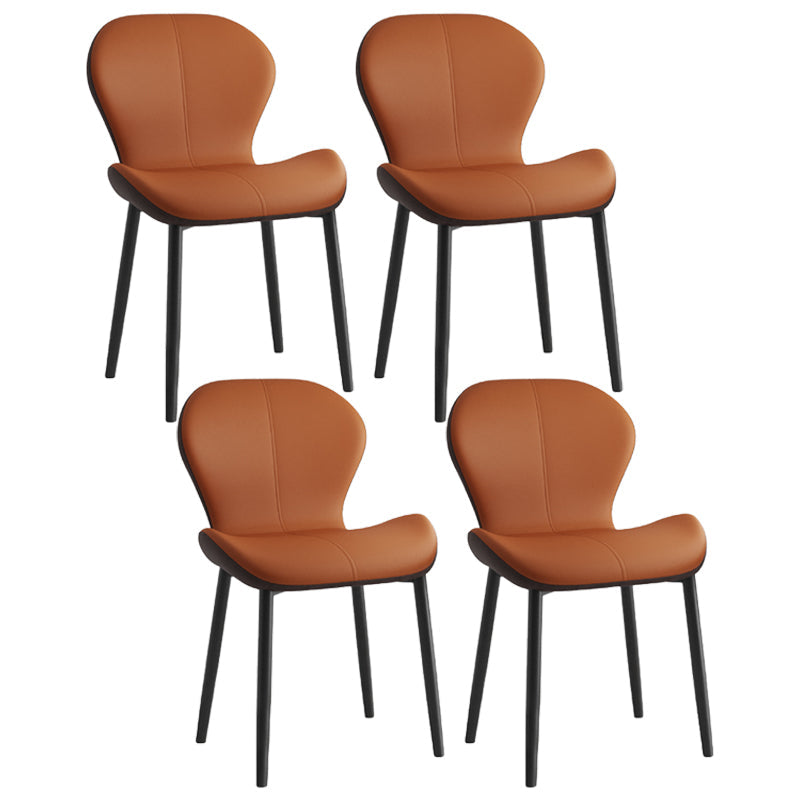 Leather Contemporary Home Side Chair Wingback Matte Finish Dining Chair Orange 4 Piece Set Black Clearhalo ' kitchen&dining_furn' 'Dining Chairs' 'Dining Tables & Seating' 'dining_chair' 'furn' 'furn_dining_chair' 'Furniture' 'furniture_dining_chair' 'Kitchen & Dining Furniture' 'kitchen' 3827307