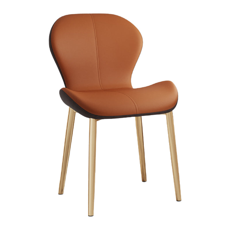 Leather Contemporary Home Side Chair Wingback Matte Finish Dining Chair Orange 1 Piece Brass Gold Clearhalo ' kitchen&dining_furn' 'Dining Chairs' 'Dining Tables & Seating' 'dining_chair' 'furn' 'furn_dining_chair' 'Furniture' 'furniture_dining_chair' 'Kitchen & Dining Furniture' 'kitchen' 3827308