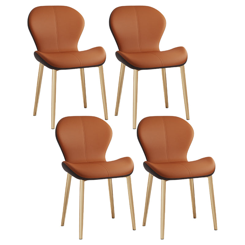 Leather Contemporary Home Side Chair Wingback Matte Finish Dining Chair Orange 4 Piece Set Brass Gold Clearhalo ' kitchen&dining_furn' 'Dining Chairs' 'Dining Tables & Seating' 'dining_chair' 'furn' 'furn_dining_chair' 'Furniture' 'furniture_dining_chair' 'Kitchen & Dining Furniture' 'kitchen' 3827310