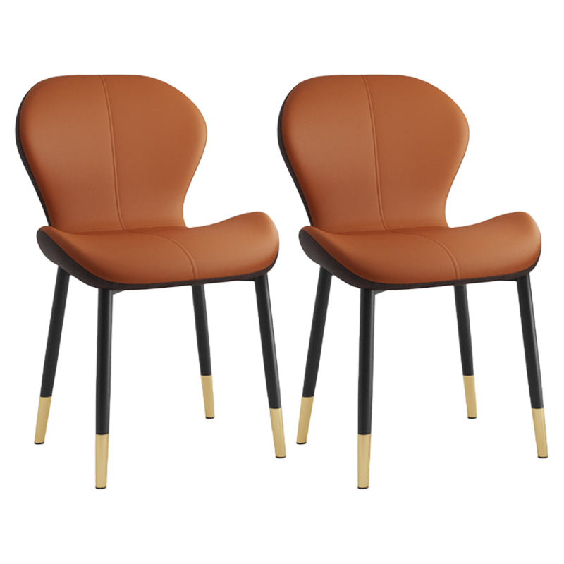 Leather Contemporary Home Side Chair Wingback Matte Finish Dining Chair Orange 2 Piece Set Black Gold Clearhalo ' kitchen&dining_furn' 'Dining Chairs' 'Dining Tables & Seating' 'dining_chair' 'furn' 'furn_dining_chair' 'Furniture' 'furniture_dining_chair' 'Kitchen & Dining Furniture' 'kitchen' 3827312