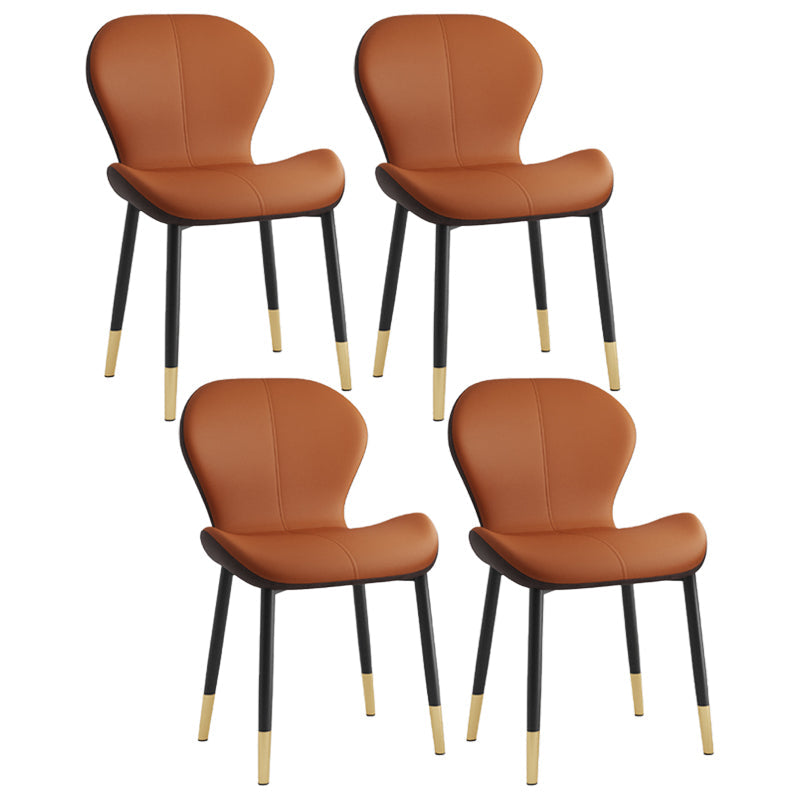 Leather Contemporary Home Side Chair Wingback Matte Finish Dining Chair Orange 4 Piece Set Black Gold Clearhalo ' kitchen&dining_furn' 'Dining Chairs' 'Dining Tables & Seating' 'dining_chair' 'furn' 'furn_dining_chair' 'Furniture' 'furniture_dining_chair' 'Kitchen & Dining Furniture' 'kitchen' 3827313