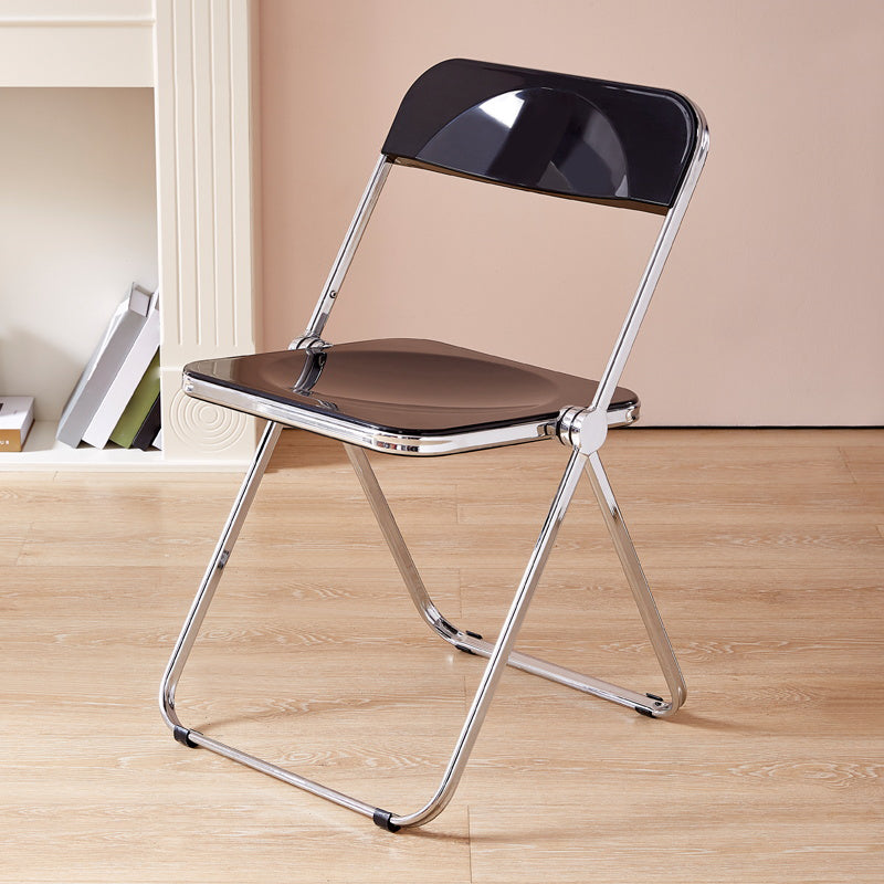 Open Back Dining Side Chair Foldable Armless Dining Chairs with Metal Legs Black 1 Piece Clearhalo ' kitchen&dining_furn' 'Dining Chairs' 'Dining Tables & Seating' 'dining_chair' 'furn' 'furn_dining_chair' 'Furniture' 'furniture_dining_chair' 'Kitchen & Dining Furniture' 'kitchen' 3827315