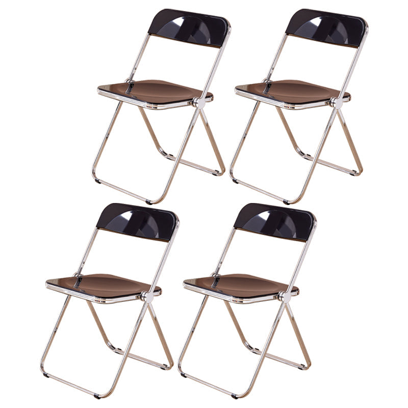 Open Back Dining Side Chair Foldable Armless Dining Chairs with Metal Legs Black 4 Piece Set Clearhalo ' kitchen&dining_furn' 'Dining Chairs' 'Dining Tables & Seating' 'dining_chair' 'furn' 'furn_dining_chair' 'Furniture' 'furniture_dining_chair' 'Kitchen & Dining Furniture' 'kitchen' 3827319