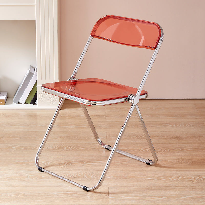 Open Back Dining Side Chair Foldable Armless Dining Chairs with Metal Legs Red 1 Piece Clearhalo ' kitchen&dining_furn' 'Dining Chairs' 'Dining Tables & Seating' 'dining_chair' 'furn' 'furn_dining_chair' 'Furniture' 'furniture_dining_chair' 'Kitchen & Dining Furniture' 'kitchen' 3827320