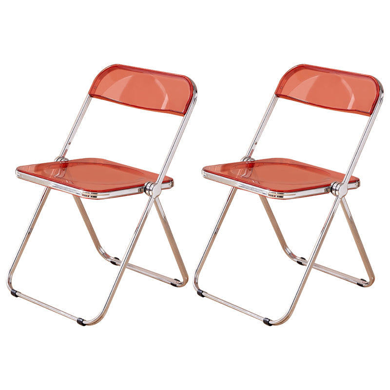 Open Back Dining Side Chair Foldable Armless Dining Chairs with Metal Legs Red 2 Piece Set Clearhalo ' kitchen&dining_furn' 'Dining Chairs' 'Dining Tables & Seating' 'dining_chair' 'furn' 'furn_dining_chair' 'Furniture' 'furniture_dining_chair' 'Kitchen & Dining Furniture' 'kitchen' 3827322