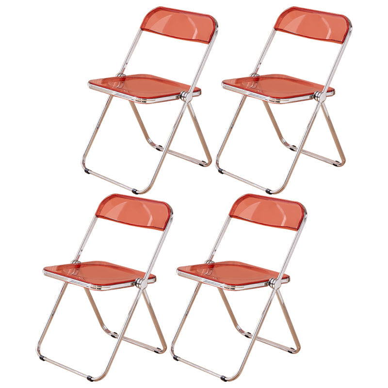 Open Back Dining Side Chair Foldable Armless Dining Chairs with Metal Legs Red 4 Piece Set Clearhalo ' kitchen&dining_furn' 'Dining Chairs' 'Dining Tables & Seating' 'dining_chair' 'furn' 'furn_dining_chair' 'Furniture' 'furniture_dining_chair' 'Kitchen & Dining Furniture' 'kitchen' 3827324