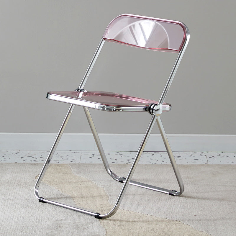 Open Back Dining Side Chair Foldable Armless Dining Chairs with Metal Legs Pink 1 Piece Clearhalo ' kitchen&dining_furn' 'Dining Chairs' 'Dining Tables & Seating' 'dining_chair' 'furn' 'furn_dining_chair' 'Furniture' 'furniture_dining_chair' 'Kitchen & Dining Furniture' 'kitchen' 3827327