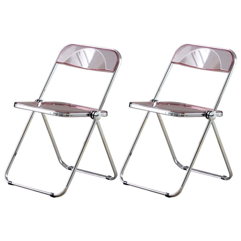 Open Back Dining Side Chair Foldable Armless Dining Chairs with Metal Legs Pink 2 Piece Set Clearhalo ' kitchen&dining_furn' 'Dining Chairs' 'Dining Tables & Seating' 'dining_chair' 'furn' 'furn_dining_chair' 'Furniture' 'furniture_dining_chair' 'Kitchen & Dining Furniture' 'kitchen' 3827329