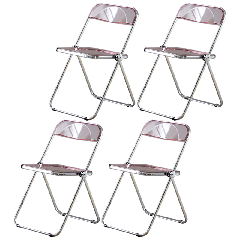 Open Back Dining Side Chair Foldable Armless Dining Chairs with Metal Legs Pink 4 Piece Set Clearhalo ' kitchen&dining_furn' 'Dining Chairs' 'Dining Tables & Seating' 'dining_chair' 'furn' 'furn_dining_chair' 'Furniture' 'furniture_dining_chair' 'Kitchen & Dining Furniture' 'kitchen' 3827331