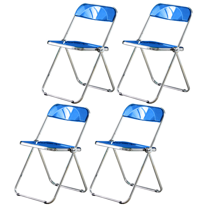 Open Back Dining Side Chair Foldable Armless Dining Chairs with Metal Legs Blue 4 Piece Set Clearhalo ' kitchen&dining_furn' 'Dining Chairs' 'Dining Tables & Seating' 'dining_chair' 'furn' 'furn_dining_chair' 'Furniture' 'furniture_dining_chair' 'Kitchen & Dining Furniture' 'kitchen' 3827337
