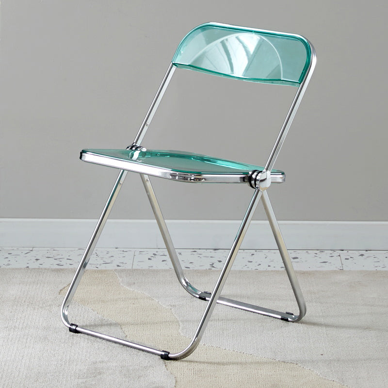 Open Back Dining Side Chair Foldable Armless Dining Chairs with Metal Legs Aqua 1 Piece Clearhalo ' kitchen&dining_furn' 'Dining Chairs' 'Dining Tables & Seating' 'dining_chair' 'furn' 'furn_dining_chair' 'Furniture' 'furniture_dining_chair' 'Kitchen & Dining Furniture' 'kitchen' 3827338