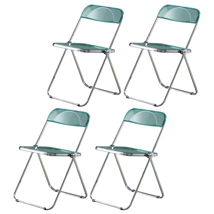Open Back Dining Side Chair Foldable Armless Dining Chairs with Metal Legs Aqua 4 Piece Set Clearhalo ' kitchen&dining_furn' 'Dining Chairs' 'Dining Tables & Seating' 'dining_chair' 'furn' 'furn_dining_chair' 'Furniture' 'furniture_dining_chair' 'Kitchen & Dining Furniture' 'kitchen' 3827341