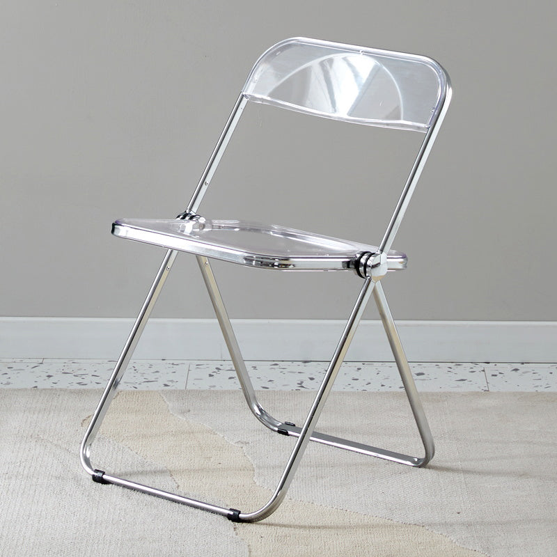 Open Back Dining Side Chair Foldable Armless Dining Chairs with Metal Legs Clear 1 Piece Clearhalo ' kitchen&dining_furn' 'Dining Chairs' 'Dining Tables & Seating' 'dining_chair' 'furn' 'furn_dining_chair' 'Furniture' 'furniture_dining_chair' 'Kitchen & Dining Furniture' 'kitchen' 3827342