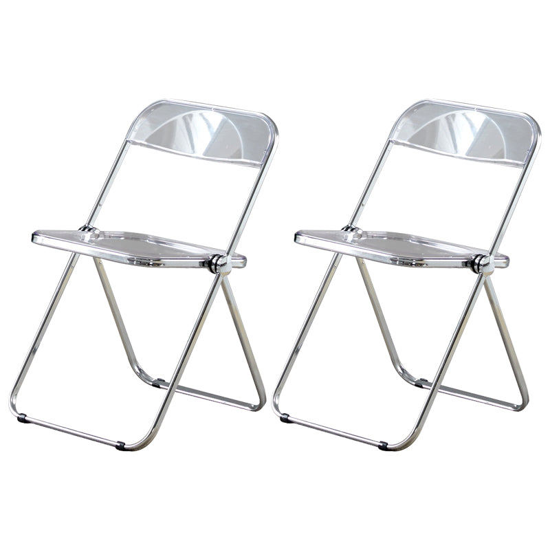 Open Back Dining Side Chair Foldable Armless Dining Chairs with Metal Legs Clear 2 Piece Set Clearhalo ' kitchen&dining_furn' 'Dining Chairs' 'Dining Tables & Seating' 'dining_chair' 'furn' 'furn_dining_chair' 'Furniture' 'furniture_dining_chair' 'Kitchen & Dining Furniture' 'kitchen' 3827343