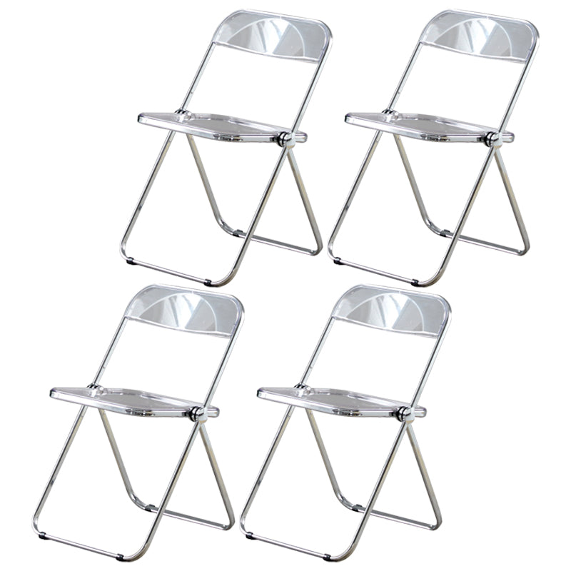 Open Back Dining Side Chair Foldable Armless Dining Chairs with Metal Legs Clear 4 Piece Set Clearhalo ' kitchen&dining_furn' 'Dining Chairs' 'Dining Tables & Seating' 'dining_chair' 'furn' 'furn_dining_chair' 'Furniture' 'furniture_dining_chair' 'Kitchen & Dining Furniture' 'kitchen' 3827344
