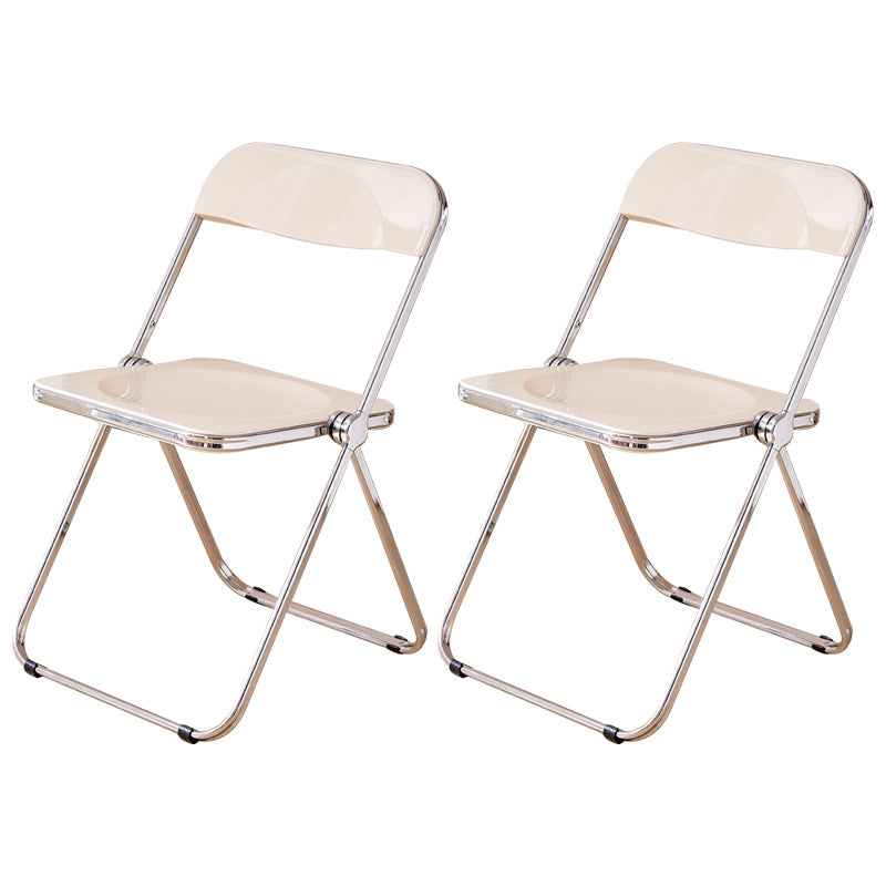 Open Back Dining Side Chair Foldable Armless Dining Chairs with Metal Legs Off-White 2 Piece Set Clearhalo ' kitchen&dining_furn' 'Dining Chairs' 'Dining Tables & Seating' 'dining_chair' 'furn' 'furn_dining_chair' 'Furniture' 'furniture_dining_chair' 'Kitchen & Dining Furniture' 'kitchen' 3827352