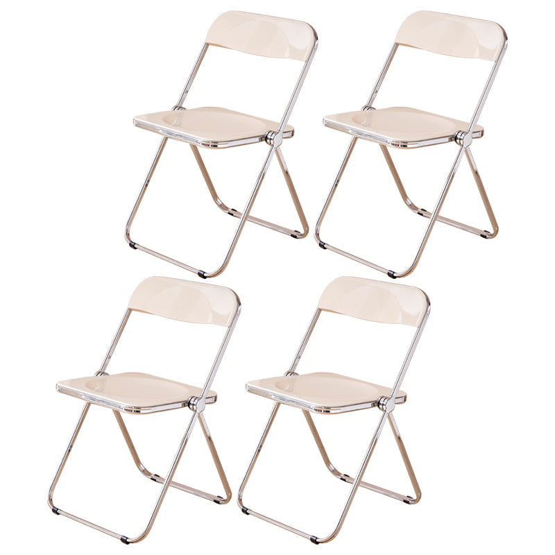 Open Back Dining Side Chair Foldable Armless Dining Chairs with Metal Legs Off-White 4 Piece Set Clearhalo ' kitchen&dining_furn' 'Dining Chairs' 'Dining Tables & Seating' 'dining_chair' 'furn' 'furn_dining_chair' 'Furniture' 'furniture_dining_chair' 'Kitchen & Dining Furniture' 'kitchen' 3827353