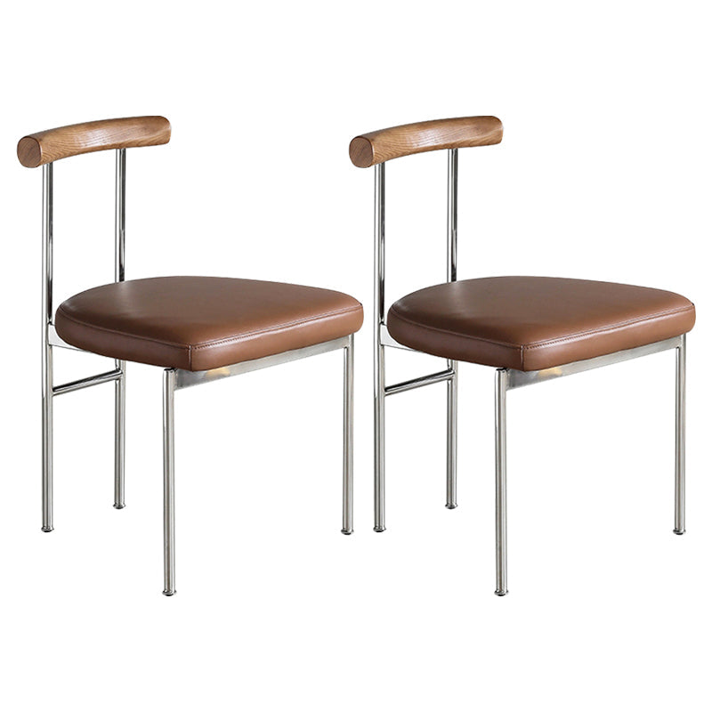 Industrial Style Upholstered Dining Side Chairs Open Back Dining Armless Chairs Brown 2 Piece Set Clearhalo ' kitchen&dining_furn' 'Dining Chairs' 'Dining Tables & Seating' 'dining_chair' 'furn' 'furn_dining_chair' 'Furniture' 'furniture_dining_chair' 'Kitchen & Dining Furniture' 'kitchen' 3827355