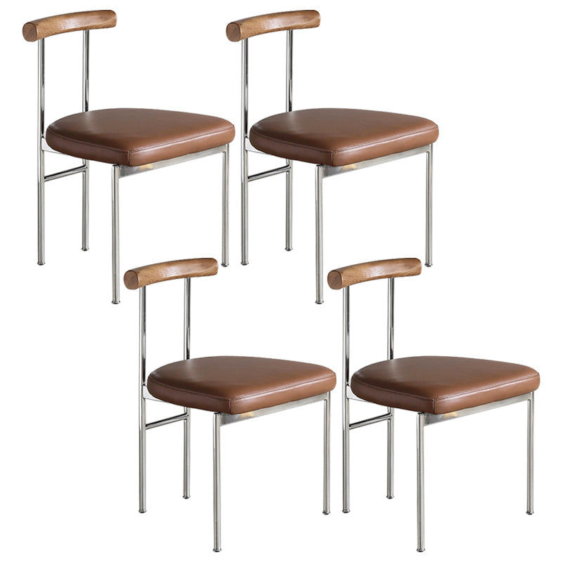 Industrial Style Upholstered Dining Side Chairs Open Back Dining Armless Chairs Brown 4 Piece Set Clearhalo ' kitchen&dining_furn' 'Dining Chairs' 'Dining Tables & Seating' 'dining_chair' 'furn' 'furn_dining_chair' 'Furniture' 'furniture_dining_chair' 'Kitchen & Dining Furniture' 'kitchen' 3827356