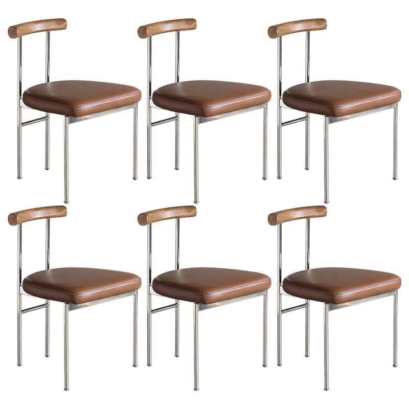 Industrial Style Upholstered Dining Side Chairs Open Back Dining Armless Chairs Brown 6 Piece Set Clearhalo ' kitchen&dining_furn' 'Dining Chairs' 'Dining Tables & Seating' 'dining_chair' 'furn' 'furn_dining_chair' 'Furniture' 'furniture_dining_chair' 'Kitchen & Dining Furniture' 'kitchen' 3827358