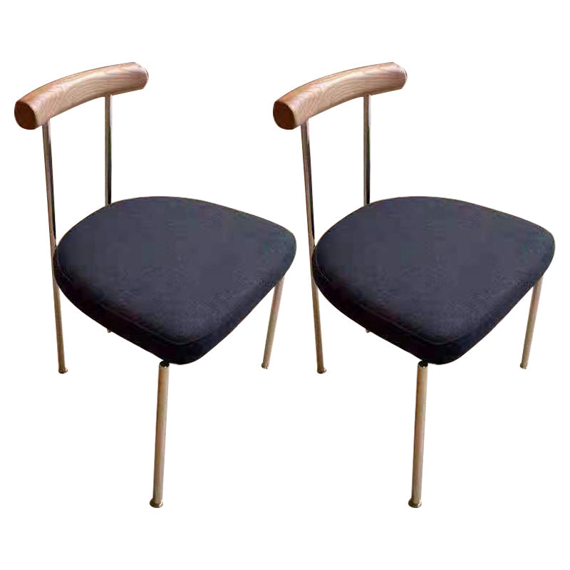 Industrial Style Upholstered Dining Side Chairs Open Back Dining Armless Chairs Gloss Black 2 Piece Set Clearhalo ' kitchen&dining_furn' 'Dining Chairs' 'Dining Tables & Seating' 'dining_chair' 'furn' 'furn_dining_chair' 'Furniture' 'furniture_dining_chair' 'Kitchen & Dining Furniture' 'kitchen' 3827360