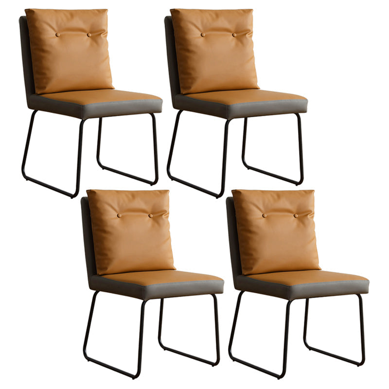 Contemporary Metal Dining Room Chairs Upholstered Dining Armless chairs for Home Use Yellow 4 Piece Set Clearhalo ' kitchen&dining_furn' 'Dining Chairs' 'Dining Tables & Seating' 'dining_chair' 'furn' 'furn_dining_chair' 'Furniture' 'furniture_dining_chair' 'Kitchen & Dining Furniture' 'kitchen' 3827370