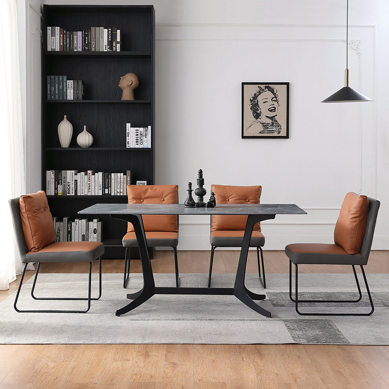 Contemporary Metal Dining Room Chairs Upholstered Dining Armless chairs for Home Use Clearhalo ' kitchen&dining_furn' 'Dining Chairs' 'Dining Tables & Seating' 'dining_chair' 'furn' 'furn_dining_chair' 'Furniture' 'furniture_dining_chair' 'Kitchen & Dining Furniture' 'kitchen' 3827372