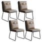 Contemporary Metal Dining Room Chairs Upholstered Dining Armless chairs for Home Use Khaki 4 Piece Set Clearhalo ' kitchen&dining_furn' 'Dining Chairs' 'Dining Tables & Seating' 'dining_chair' 'furn' 'furn_dining_chair' 'Furniture' 'furniture_dining_chair' 'Kitchen & Dining Furniture' 'kitchen' 3827376