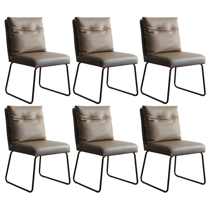 Contemporary Metal Dining Room Chairs Upholstered Dining Armless chairs for Home Use Khaki 6 Piece Set Clearhalo ' kitchen&dining_furn' 'Dining Chairs' 'Dining Tables & Seating' 'dining_chair' 'furn' 'furn_dining_chair' 'Furniture' 'furniture_dining_chair' 'Kitchen & Dining Furniture' 'kitchen' 3827379