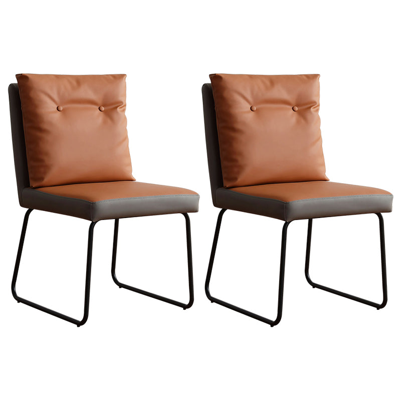 Contemporary Metal Dining Room Chairs Upholstered Dining Armless chairs for Home Use Orange 2 Piece Set Clearhalo ' kitchen&dining_furn' 'Dining Chairs' 'Dining Tables & Seating' 'dining_chair' 'furn' 'furn_dining_chair' 'Furniture' 'furniture_dining_chair' 'Kitchen & Dining Furniture' 'kitchen' 3827381