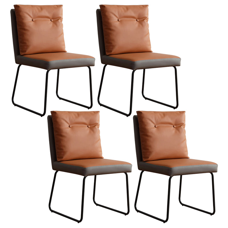 Contemporary Metal Dining Room Chairs Upholstered Dining Armless chairs for Home Use Orange 4 Piece Set Clearhalo ' kitchen&dining_furn' 'Dining Chairs' 'Dining Tables & Seating' 'dining_chair' 'furn' 'furn_dining_chair' 'Furniture' 'furniture_dining_chair' 'Kitchen & Dining Furniture' 'kitchen' 3827383