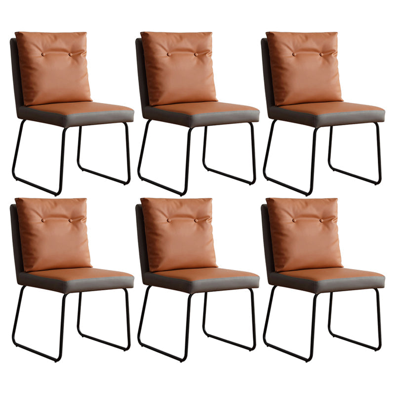 Contemporary Metal Dining Room Chairs Upholstered Dining Armless chairs for Home Use Orange 6 Piece Set Clearhalo ' kitchen&dining_furn' 'Dining Chairs' 'Dining Tables & Seating' 'dining_chair' 'furn' 'furn_dining_chair' 'Furniture' 'furniture_dining_chair' 'Kitchen & Dining Furniture' 'kitchen' 3827384