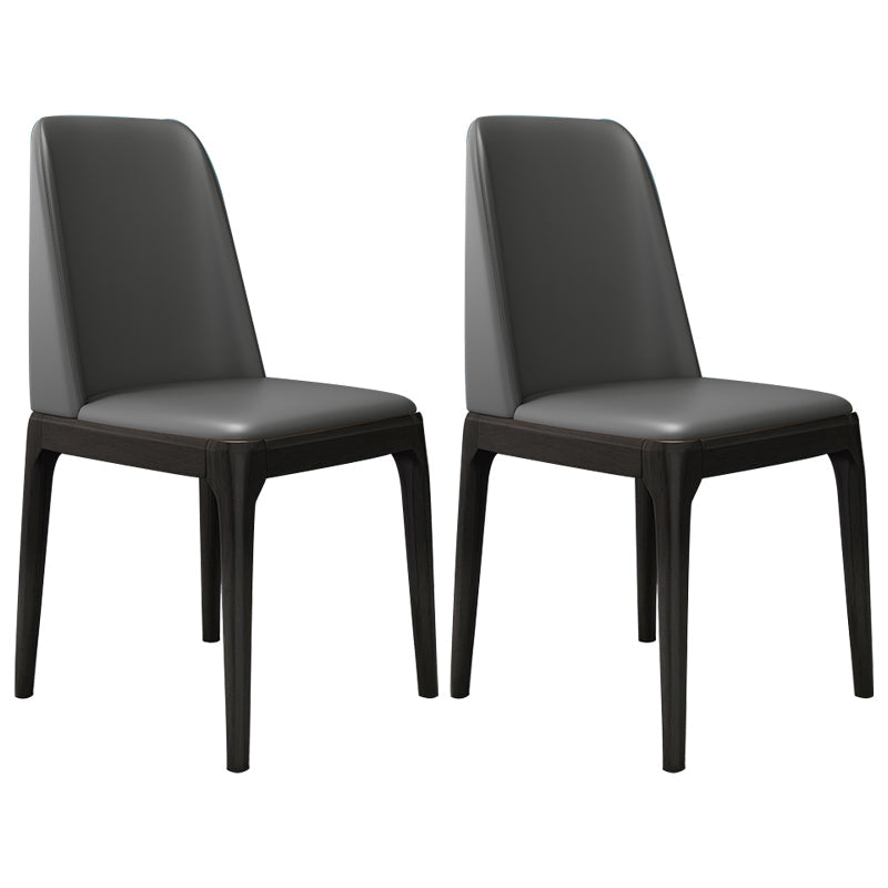Scandinavian Home Side Chair Parsons Back Wood Armless Dining Room Chair Dark Gray 2 Piece Set Clearhalo ' kitchen&dining_furn' 'Dining Chairs' 'Dining Tables & Seating' 'dining_chair' 'furn' 'furn_dining_chair' 'Furniture' 'furniture_dining_chair' 'Kitchen & Dining Furniture' 'kitchen' 3827398