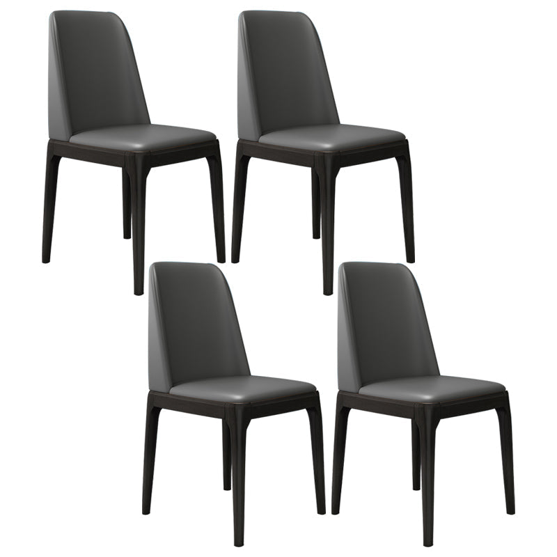 Scandinavian Home Side Chair Parsons Back Wood Armless Dining Room Chair Dark Gray 4 Piece Set Clearhalo ' kitchen&dining_furn' 'Dining Chairs' 'Dining Tables & Seating' 'dining_chair' 'furn' 'furn_dining_chair' 'Furniture' 'furniture_dining_chair' 'Kitchen & Dining Furniture' 'kitchen' 3827399