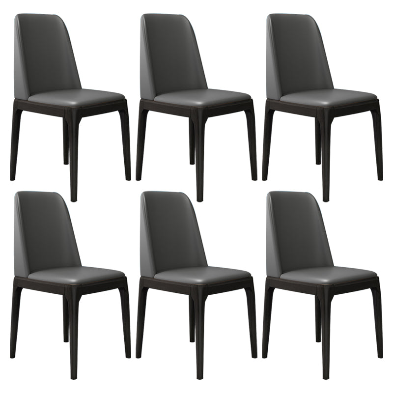 Scandinavian Home Side Chair Parsons Back Wood Armless Dining Room Chair Dark Gray 6 Piece Set Clearhalo ' kitchen&dining_furn' 'Dining Chairs' 'Dining Tables & Seating' 'dining_chair' 'furn' 'furn_dining_chair' 'Furniture' 'furniture_dining_chair' 'Kitchen & Dining Furniture' 'kitchen' 3827402