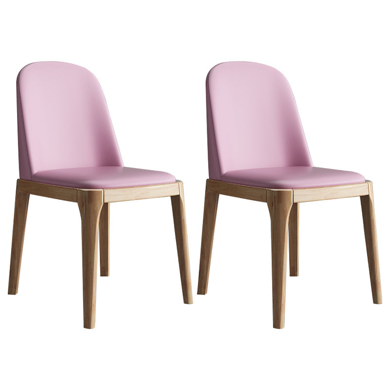 Scandinavian Home Side Chair Parsons Back Wood Armless Dining Room Chair Pink 2 Piece Set Clearhalo ' kitchen&dining_furn' 'Dining Chairs' 'Dining Tables & Seating' 'dining_chair' 'furn' 'furn_dining_chair' 'Furniture' 'furniture_dining_chair' 'Kitchen & Dining Furniture' 'kitchen' 3827419