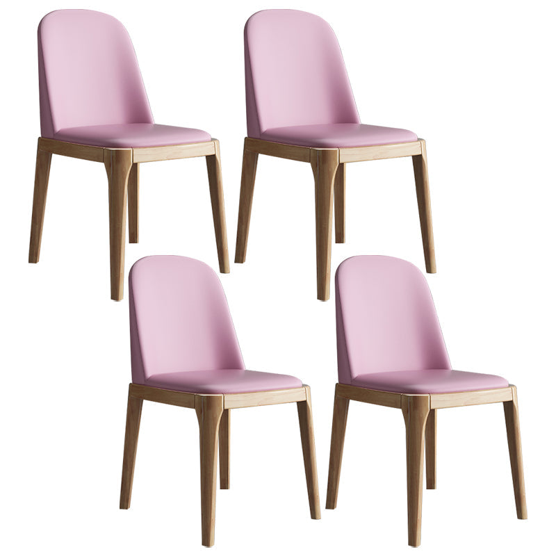 Scandinavian Home Side Chair Parsons Back Wood Armless Dining Room Chair Pink 4 Piece Set Clearhalo ' kitchen&dining_furn' 'Dining Chairs' 'Dining Tables & Seating' 'dining_chair' 'furn' 'furn_dining_chair' 'Furniture' 'furniture_dining_chair' 'Kitchen & Dining Furniture' 'kitchen' 3827420