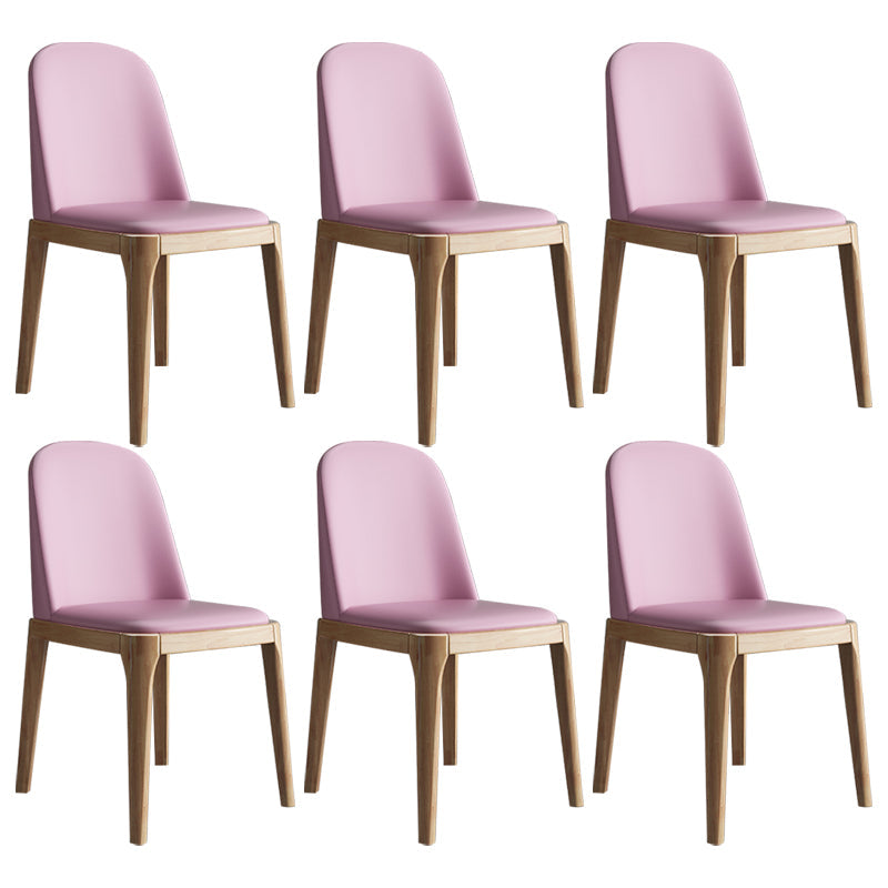 Scandinavian Home Side Chair Parsons Back Wood Armless Dining Room Chair Pink 6 Piece Set Clearhalo ' kitchen&dining_furn' 'Dining Chairs' 'Dining Tables & Seating' 'dining_chair' 'furn' 'furn_dining_chair' 'Furniture' 'furniture_dining_chair' 'Kitchen & Dining Furniture' 'kitchen' 3827421