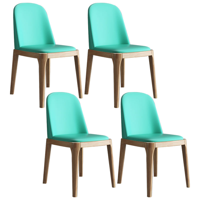 Scandinavian Home Side Chair Parsons Back Wood Armless Dining Room Chair Blue-Green 4 Piece Set Clearhalo ' kitchen&dining_furn' 'Dining Chairs' 'Dining Tables & Seating' 'dining_chair' 'furn' 'furn_dining_chair' 'Furniture' 'furniture_dining_chair' 'Kitchen & Dining Furniture' 'kitchen' 3827447