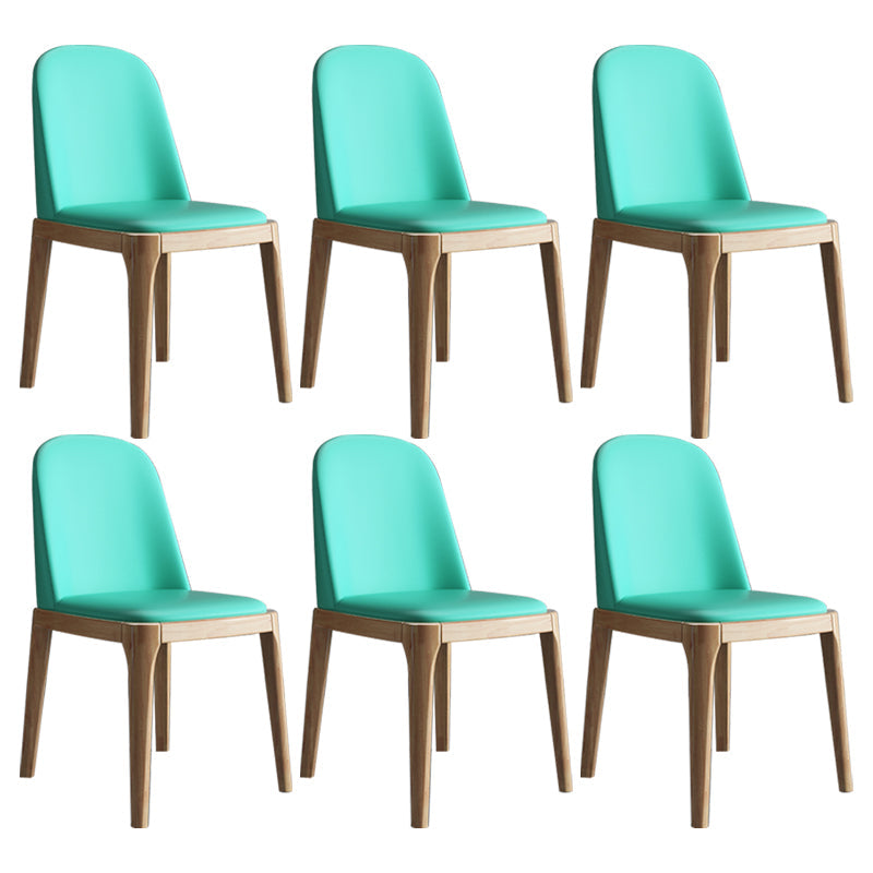 Scandinavian Home Side Chair Parsons Back Wood Armless Dining Room Chair Blue-Green 6 Piece Set Clearhalo ' kitchen&dining_furn' 'Dining Chairs' 'Dining Tables & Seating' 'dining_chair' 'furn' 'furn_dining_chair' 'Furniture' 'furniture_dining_chair' 'Kitchen & Dining Furniture' 'kitchen' 3827448
