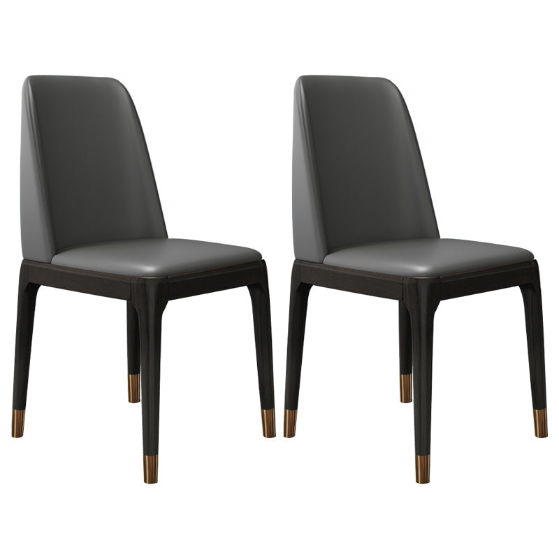 Scandinavian Home Side Chair Parsons Back Wood Armless Dining Room Chair Light Gray-Black 2 Piece Set Clearhalo ' kitchen&dining_furn' 'Dining Chairs' 'Dining Tables & Seating' 'dining_chair' 'furn' 'furn_dining_chair' 'Furniture' 'furniture_dining_chair' 'Kitchen & Dining Furniture' 'kitchen' 3827455
