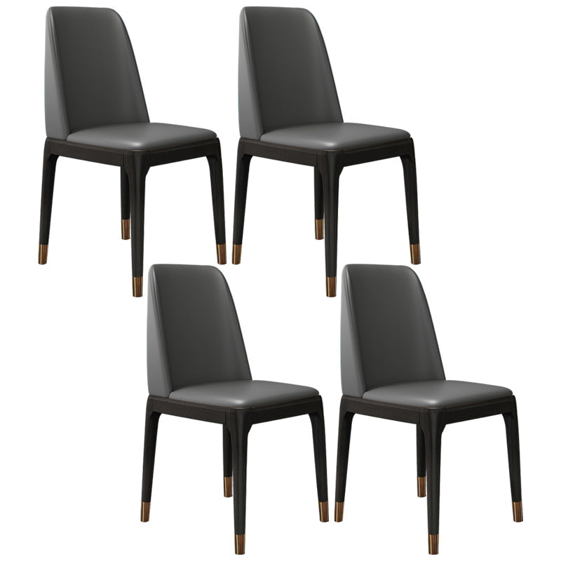 Scandinavian Home Side Chair Parsons Back Wood Armless Dining Room Chair Light Gray-Black 4 Piece Set Clearhalo ' kitchen&dining_furn' 'Dining Chairs' 'Dining Tables & Seating' 'dining_chair' 'furn' 'furn_dining_chair' 'Furniture' 'furniture_dining_chair' 'Kitchen & Dining Furniture' 'kitchen' 3827456